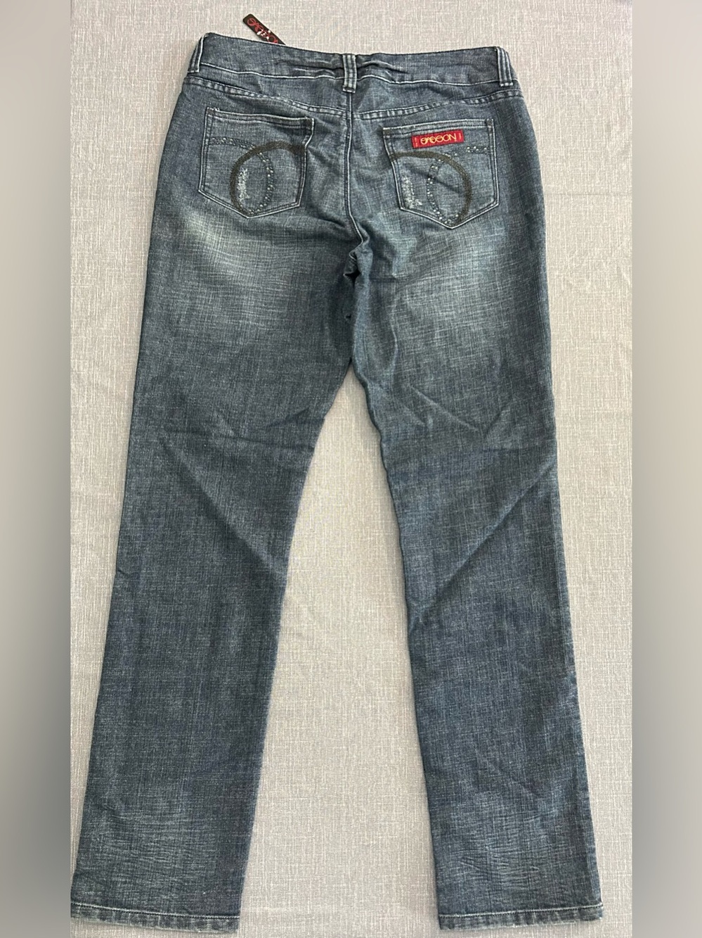 Vintage SASSON Women's Jeans  Straight Leg Hustle Bling Pockets Distressed Sz 10 - Picture 2 of 6